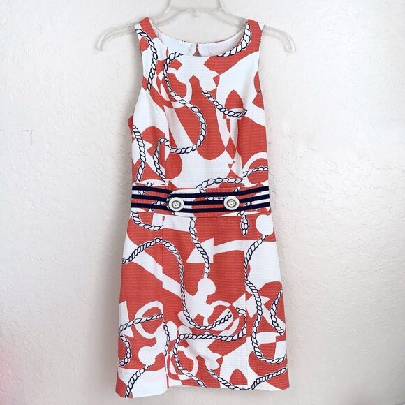 Lilly Pulitzer Kirkland Dress Womens 00 Booze Cruise Tango Orange Lined Cut Out - Picture 1 of 13